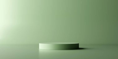 Empty mint green aesthetic pedestal for product presentation. 3D rendering.	