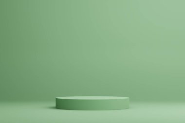 Green Pastel pedestal for product presentation.