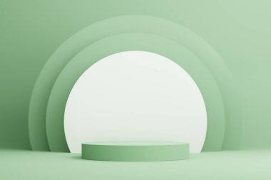 Green Pastel pedestal for product presentation.