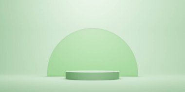 Green Pastel pedestal for product presentation.