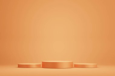 Product display orange podium for product presentation.