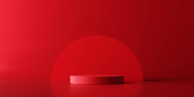 Product display red podium for product presentation.