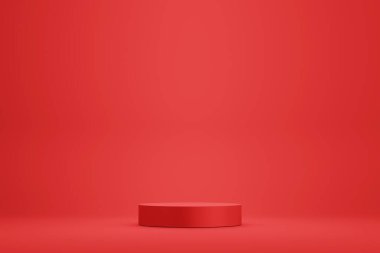 Product display red podium for product presentation.