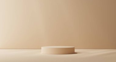 Product display light brown podium for product presentation.