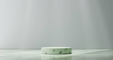 Empty Green Aesthetic pedestal for product presentation.