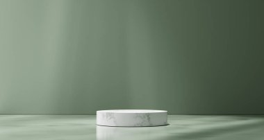 Empty Green Aesthetic pedestal for product presentation.