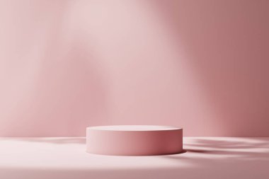 Product display pink podium for product presentation.