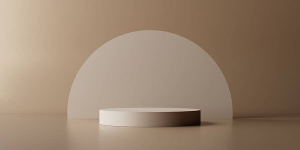 Пустой светло-коричневый эстетический пьедестал для презентации продукта. 3D рендеринг.