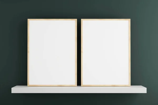 Vertical Frame Mockup Placed Shelf Formats — Stock Photo, Image