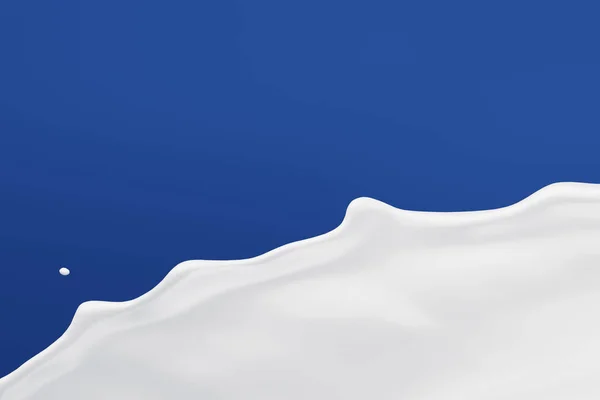 Realistic Milk Drop Splash Isolated Blue Background Rendering — Foto de Stock