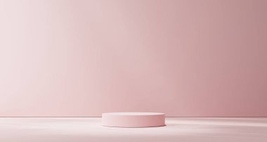 Pink podium for product presentation.