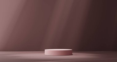 Pink podium for product presentation.