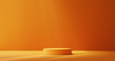 Orange pedestal for product presentation.