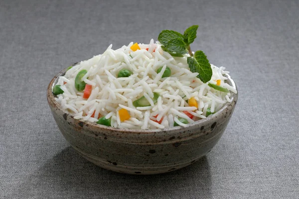 Basmati rice bowl on a grey base