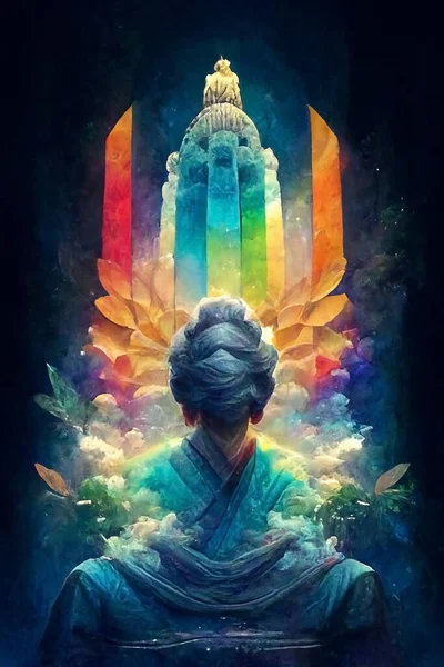 meditation visionary art rainbow