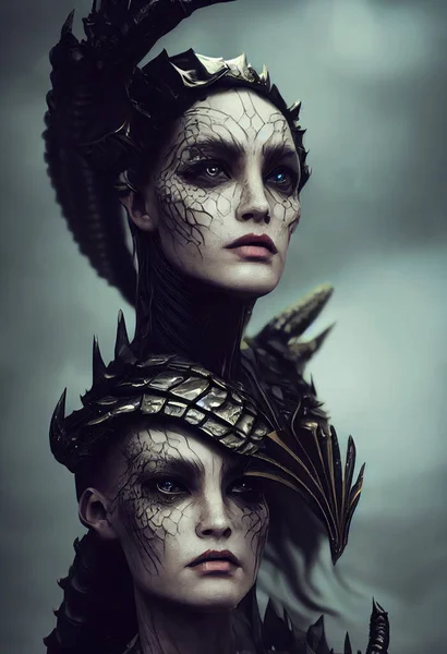beautiful woman with fantasy makeup and art