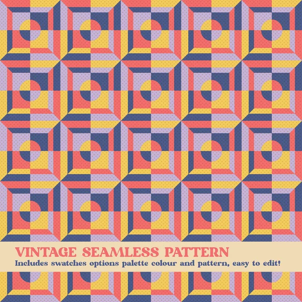 Vintage Nahtloses Muster Design Mit Farbpalette Und Muster Optionen — Stockvektor