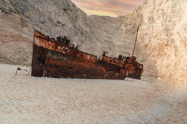 The Ship wreck on Navagio Beach or Shipwreck Beach