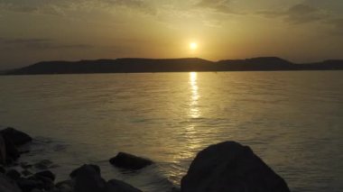 Beautiful sunset in lake Balaton. High quality 4k HLG footage 