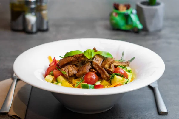 Fresh Salad With Roasted Sliced Sirloin Steak. High quality photo
