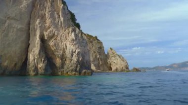 Beautiful Rocks at the Edge of the Sea, Greece. High quality 4k footage