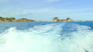 Beautiful Waves by Ship In the Sea, Zakynthos. High quality 4k footage