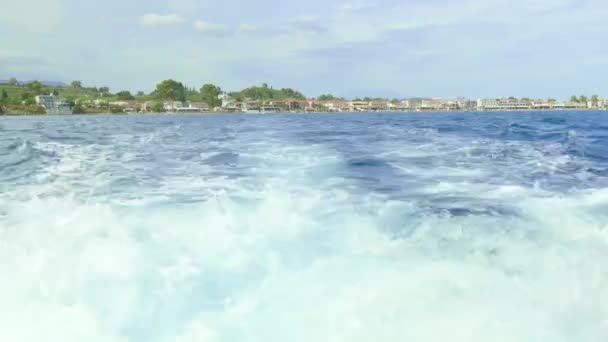 Beautiful Waves Ship Sea Zakynthos High Quality Footage — Vídeos de Stock