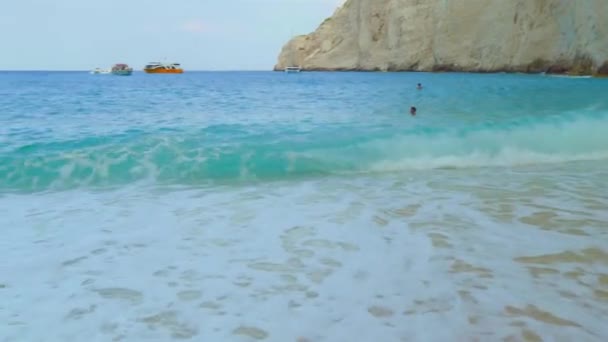 Beautiful Sea Waves Navagio Bay Zakynthos High Quality Footage — Wideo stockowe
