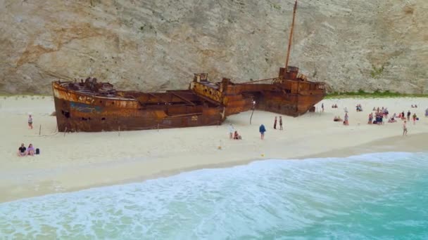 Shipwreck Navagio Bay Zakynthos High Quality Footage — Stok video