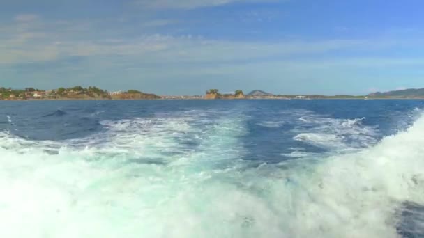 Beautiful Waves Ship Sea Zakynthos High Quality Footage — 图库视频影像