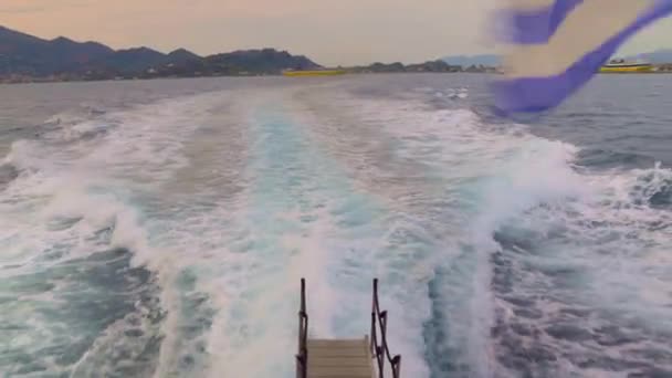 Beautiful Waves Ship Sea Zakynthos High Quality Footage — Video