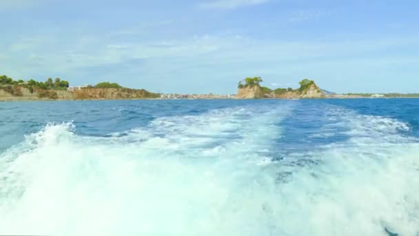 Beautiful Waves Ship Sea Zakynthos High Quality Footage — Stok Video