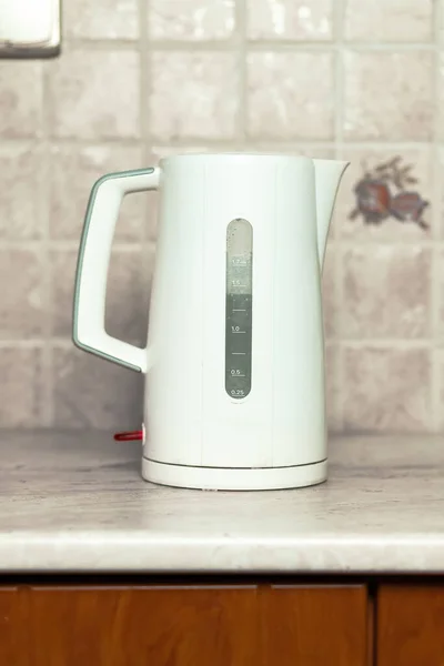 White Kettle Boiling Water Making Tea Coffee High Quality Footage — Stock Photo, Image