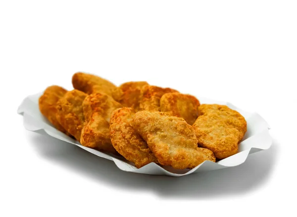 Kyckling Nuggets Gjorda Kyckling Bröst Med Vit Isolerad Bakgrund Högkvalitativt — Stockfoto