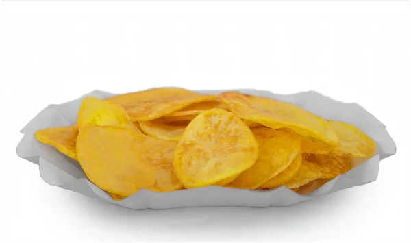 Homemade Potato Chips White Isolated Background High Quality Photo — Stock Photo, Image