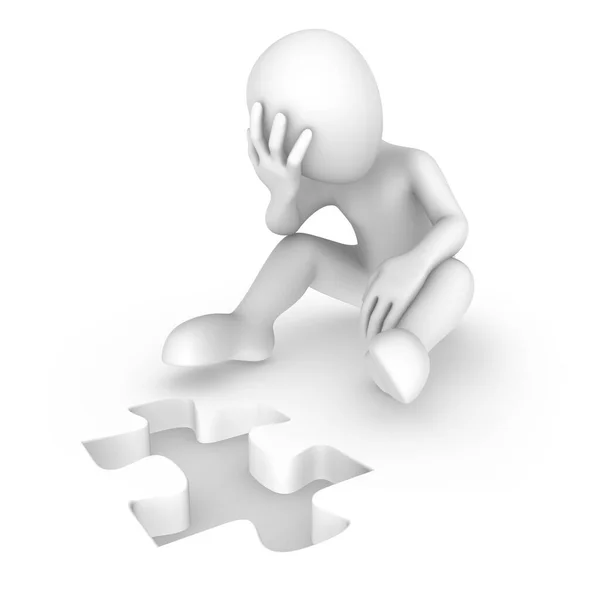 Sad Man Jigsaw Puzzle Piece Rendered Illustration — Stock Photo, Image