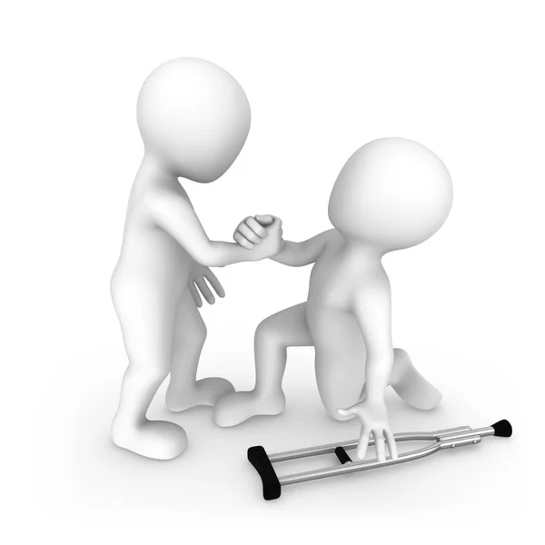 Üzgün bir adam yerde oturuyor ve ikincisi de ona yardım etmeye çalışıyor..