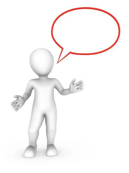 3d talking man with speech bubble above. — Stock Photo, Image