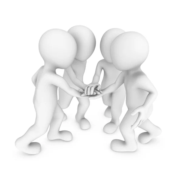 3d white people shaking hands. Teamwork concept. — Stock Photo, Image