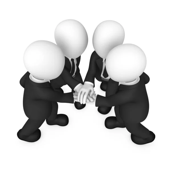 3d white business people shaking hands. Teamwork concept. — Stock Photo, Image