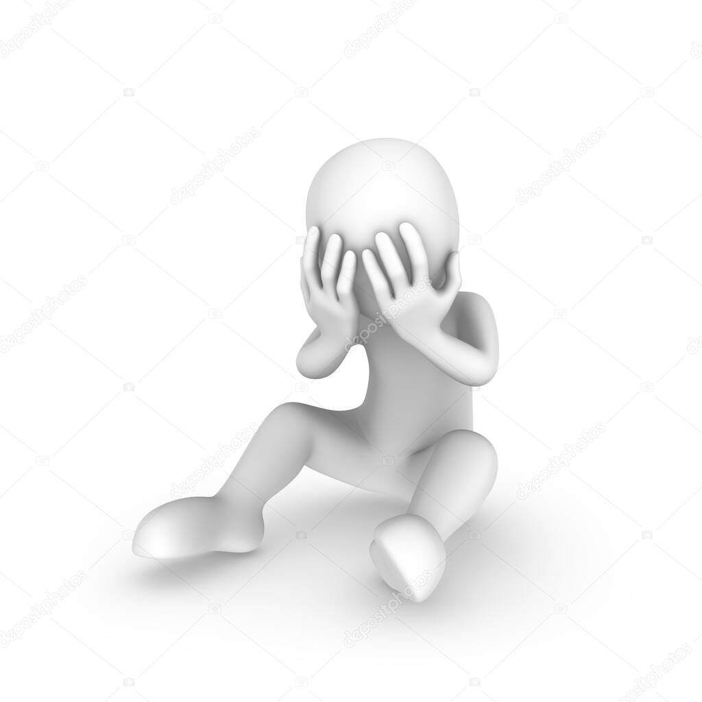 Hombre Blanco Está Sentado Suelo Llorando Ilustración — Foto de stock ©  3D-Sparrow #549956640, image size:1024x1024