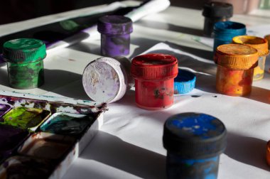 drawing. watercolor and gouache paints