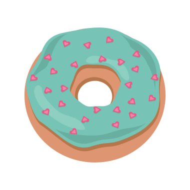 Çizgi film çöreği beyaz arka planda izole edilmiş. Jöleye vektör donut. Tatlı çörekler..