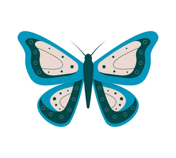 Vektor-Illustration von Cartoon-Schmetterlingen isoliert auf weißem Hintergrund. Abstrakte Schmetterlinge, bunte fliegende Insekten. — Stockvektor