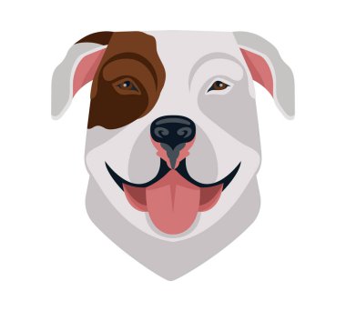 Köpek kafası ikonu. Çizgi film köpeği suratı. Vektör illüstrasyonu beyaza izole edildi. Köpek kafası..