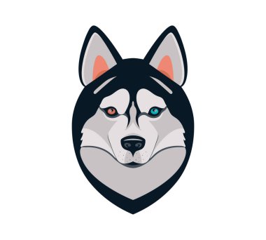 Köpek kafası ikonu. Çizgi film köpeği suratı. Vektör illüstrasyonu beyaza izole edildi. Köpek kafası..