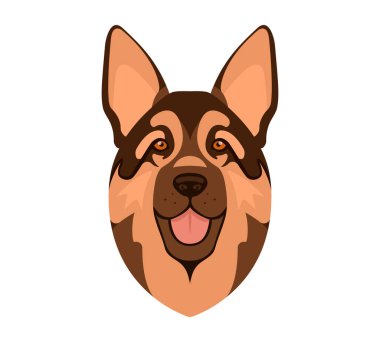 Köpek kafası ikonu. Çizgi film köpeği suratı. Vektör illüstrasyonu beyaza izole edildi. Köpek kafası..