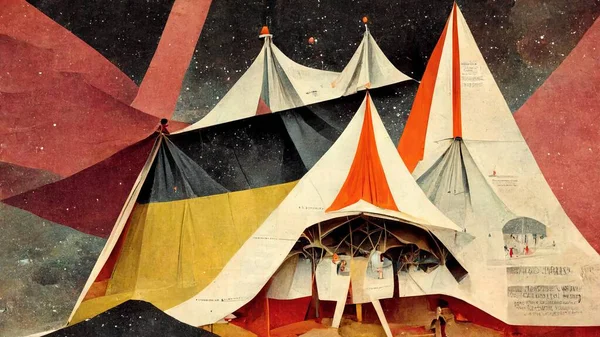 3D rendering of a bazaar tent inside the carnival show at the festival