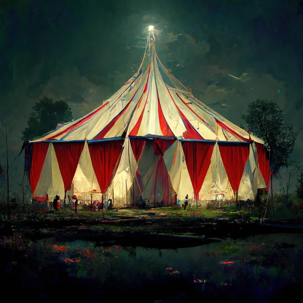 3D rendering of a Carnival arena with the circus tent for the performing show at the festival