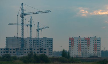 Ev inşaatı, kule vinci, konut binası, belediye, yerleşim alanı